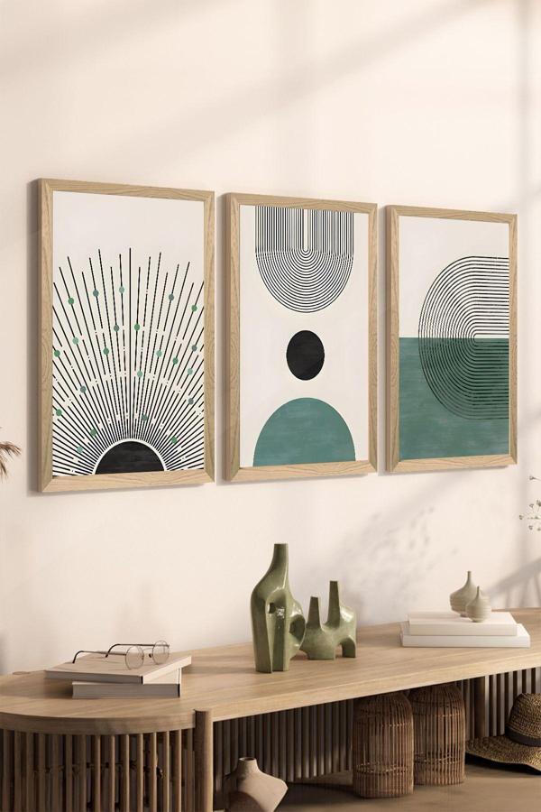 Artavessa 3 Parça Ahşap Çerçeve Görünümlü Mdf Poster Tablo Seti - Set 1 - Image 1