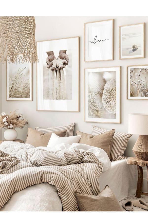 Artavessa 6 Parça Ahşap Çerçeve Görünümlü Mdf Tablo Seti - Image 1