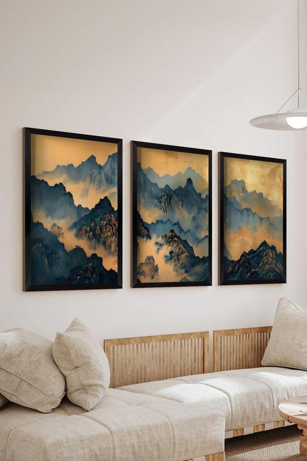 Artavessa 3 Parça Siyah Çerçeve Görünümlü Mdf Poster Tablo Seti - Set 23 - Image 1