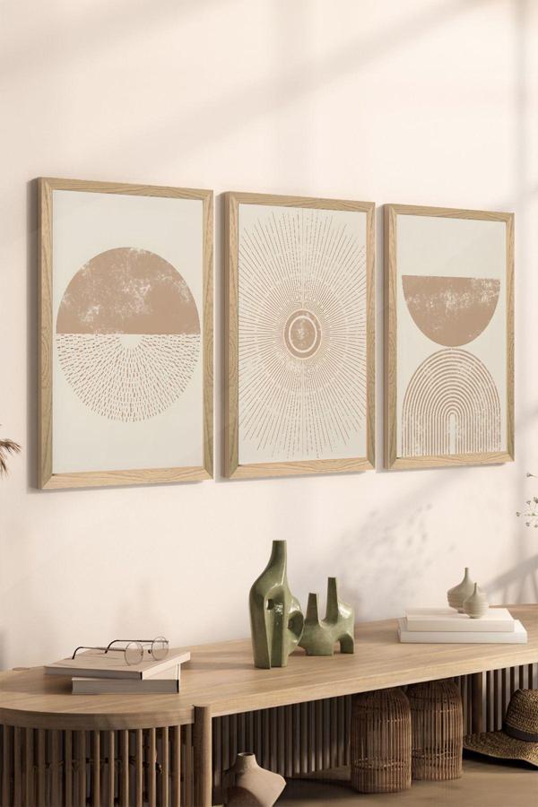 Artavessa 3 Parça Ahşap Çerçeve Görünümlü Mdf Poster Tablo Seti - Set 14 - Image 1
