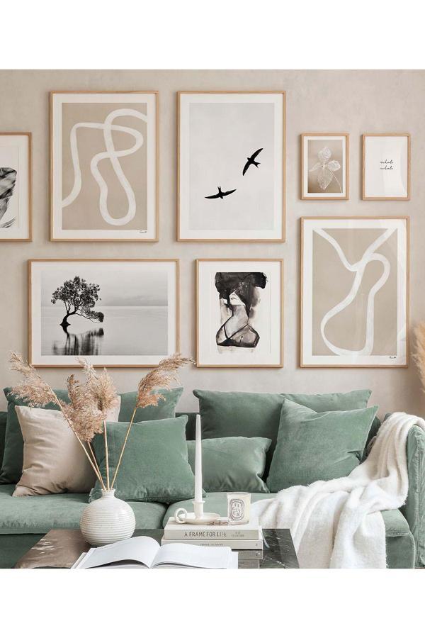 Artavessa 8 Parça Ahşap Çerçeve Görünümlü Mdf Tablo Seti - Image 1