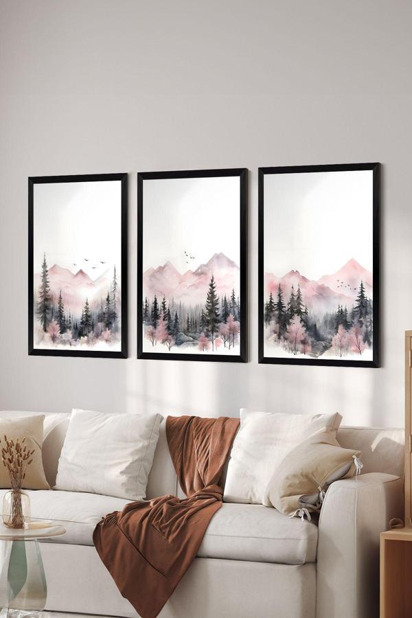 Artavessa 3 Parça Siyah Çerçeve Görünümlü Mdf Poster Tablo Seti - Set 25 - Image 1
