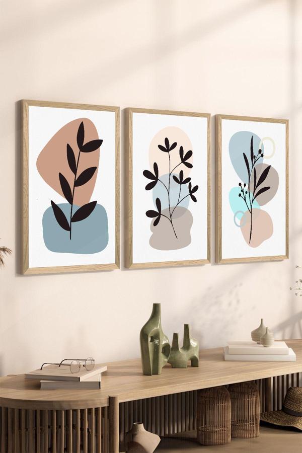 Artavessa 3 Parça Ahşap Çerçeve Görünümlü Mdf Poster Tablo Seti - Set 97 - Image 1