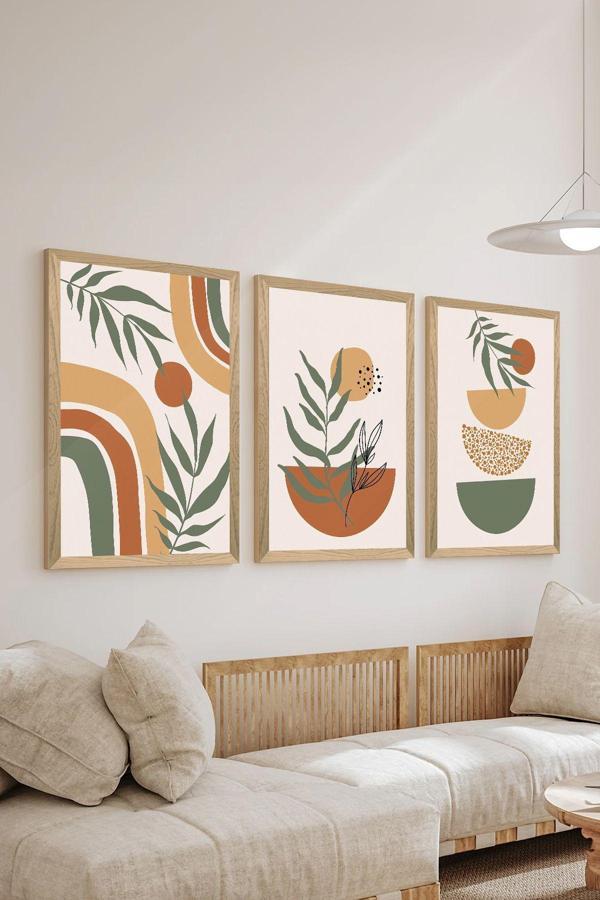 Artavessa 3 Parça Ahşap Çerçeve Görünümlü Mdf Tablo Seti - Ersycrvsz3Set23 - Image 1