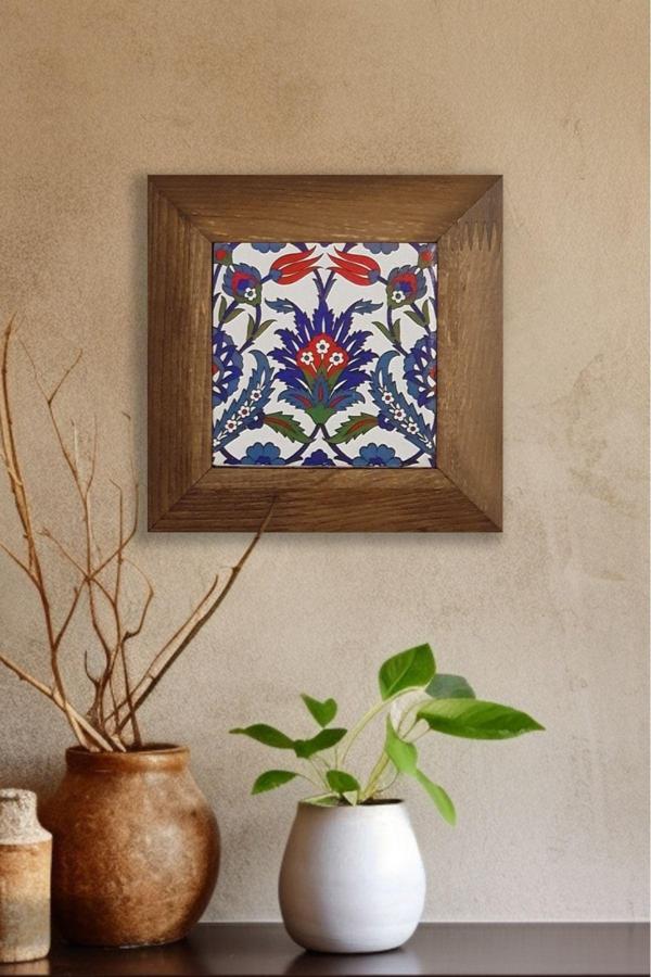 Artavessa Masif Ahşap Çerçeveli Taş Tablo Pano 15,5 X 15,5 Cm - Image 1