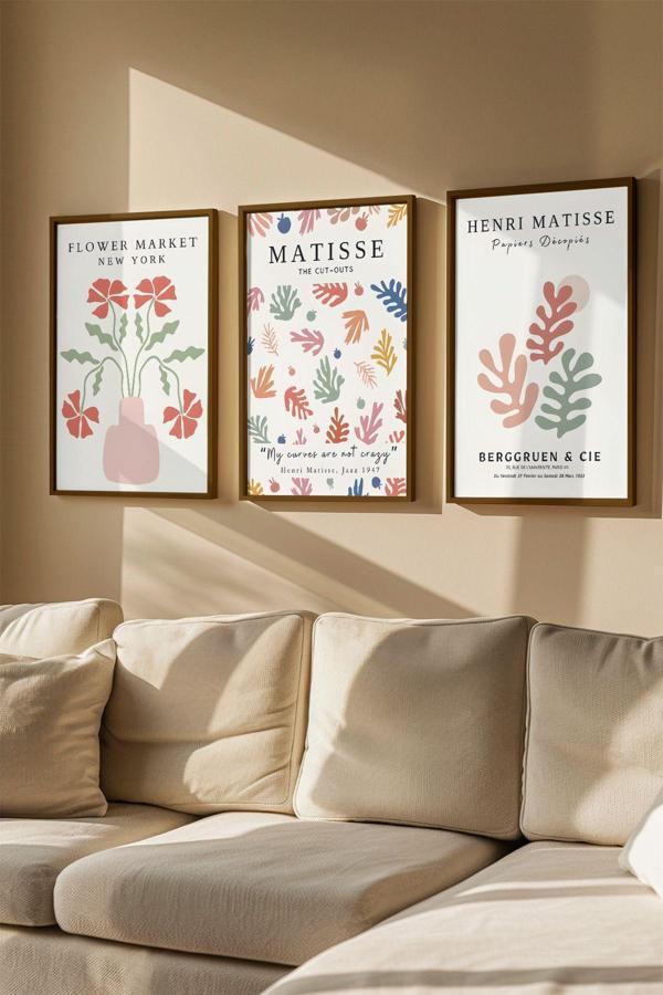 Artavessa 3 Parça Gerçek Ahşap Renkli Çerçeveli Tablo Seti - Model 27 - Image 1