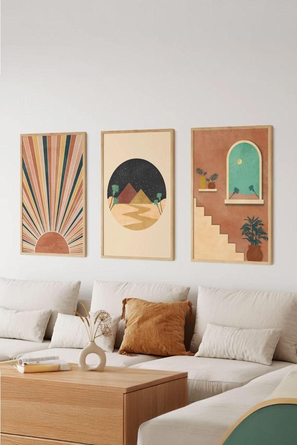 Artavessa Gerçek Ahşap Çerçeveli 3 Parça 3D Poster Tablo Seti - Image 1