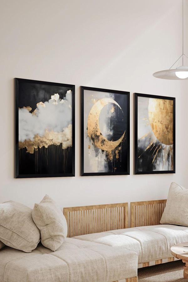 Artavessa 3 Parça Siyah Çerçeve Görünümlü Mdf Poster Tablo Seti - Set 11 - Image 1