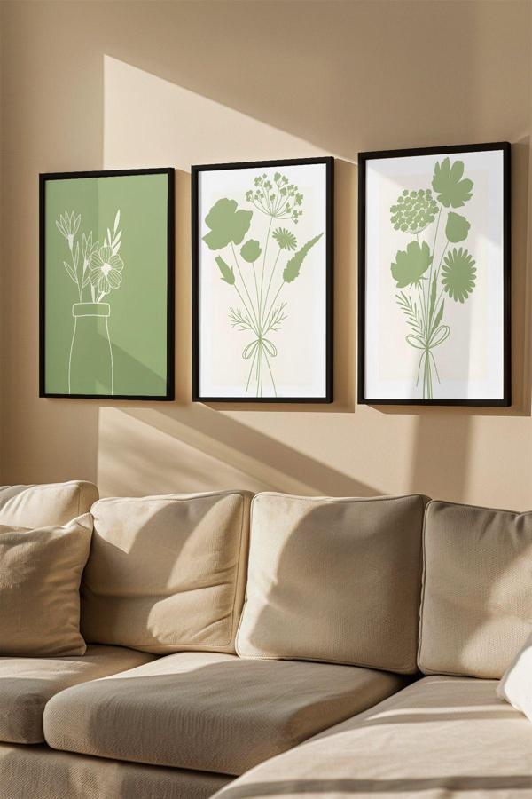 Artavessa 3 Parça Gerçek Ahşap Renkli Çerçeveli Tablo Seti - Model 29 - Image 1