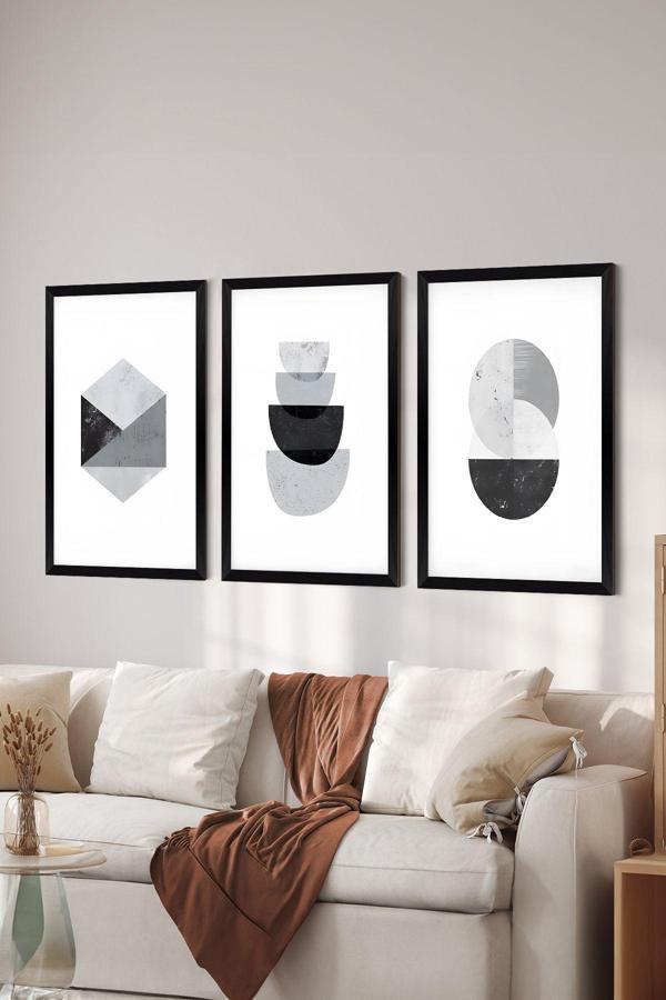 Artavessa 3 Parça Siyah Çerçeve Görünümlü Mdf Poster Tablo Seti - Set 37 - Image 1