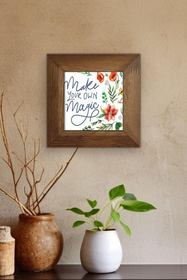 Artavessa Masif Ahşap Çerçeveli Taş Tablo Pano 15,5 X 15,5 Cm - Image 1