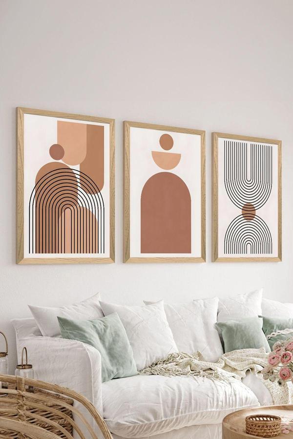 Artavessa 3 Parça Ahşap Çerçeve Görünümlü Mdf Poster Tablo Seti - Set 68 - Image 1