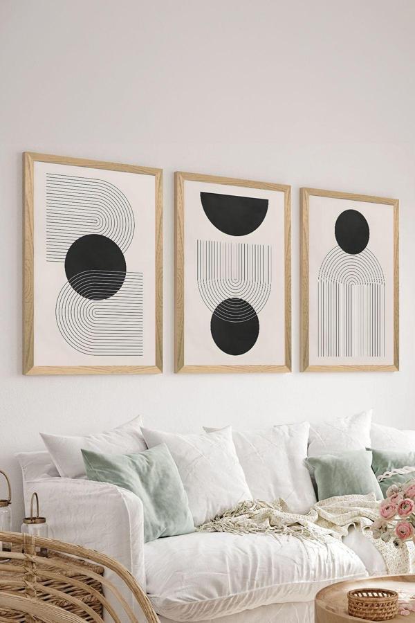 Artavessa 3 Parça Ahşap Çerçeve Görünümlü Mdf Poster Tablo Seti - Set 80 - Image 1