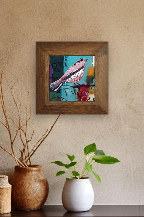 Artavessa Masif Ahşap Çerçeveli Taş Tablo Pano 15,5 X 15,5 Cm - Image 1