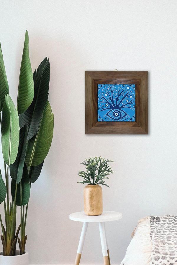 Artavessa Masif Ahşap Çerçeveli Taş Tablo Pano 15,5 X 15,5 Cm - Image 1