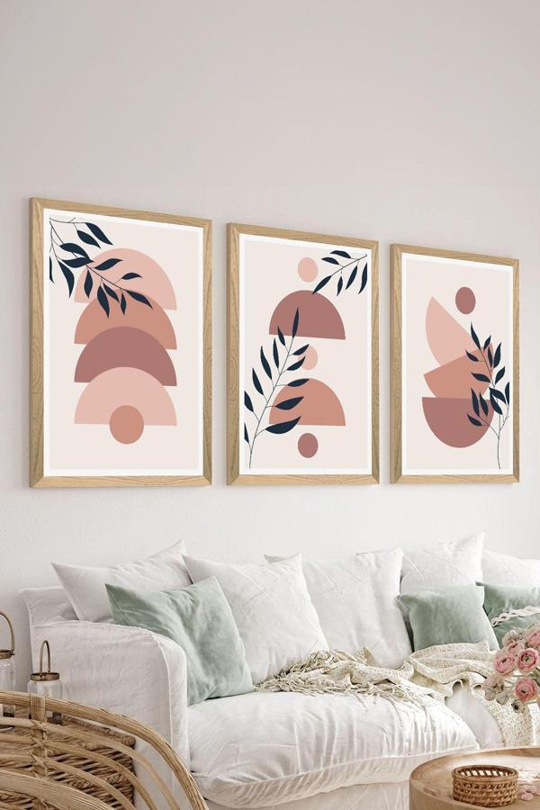 Artavessa 3 Parça Ahşap Çerçeve Görünümlü Mdf Poster Tablo Seti - Set 95 - Image 1