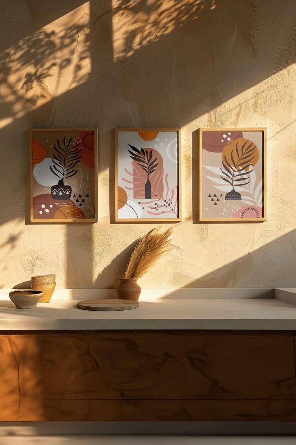 Artavessa Gerçek Ahşap Çerçeveli 3 Parça 3D Poster Tablo Seti - Image 1