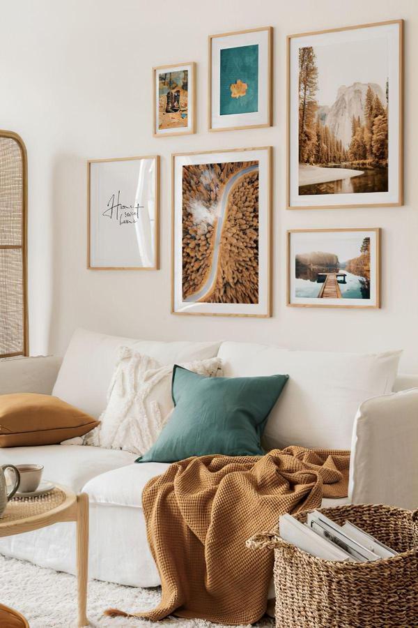 Artavessa 6 Parça Ahşap Çerçeve Görünümlü Mdf Tablo Seti - Image 1