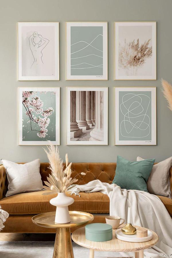 Artavessa 6 Parça Ahşap Çerçeve Görünümlü Mdf Tablo Seti - Image 1