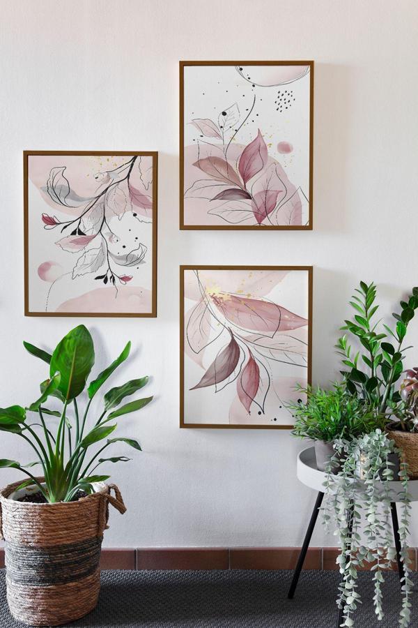 Artavessa 3 Parça Kahverengi Gerçek Ahşap Çerçeveli Tablo Seti - Model 17 - Image 1