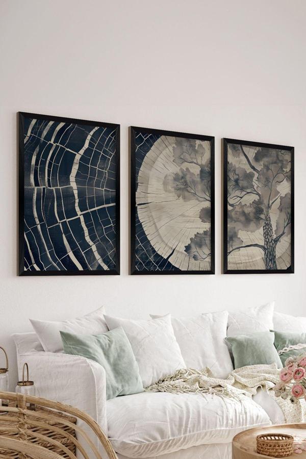 Artavessa 3 Parça Siyah Çerçeve Görünümlü Mdf Poster Tablo Seti - Set 8 - Image 1