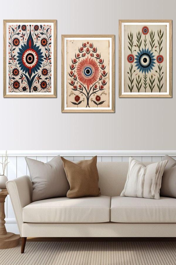 Artavessa 3 Parça Ahşap Çerçeve Görünümlü Mdf Poster Tablo Seti - Set 03 - Image 1