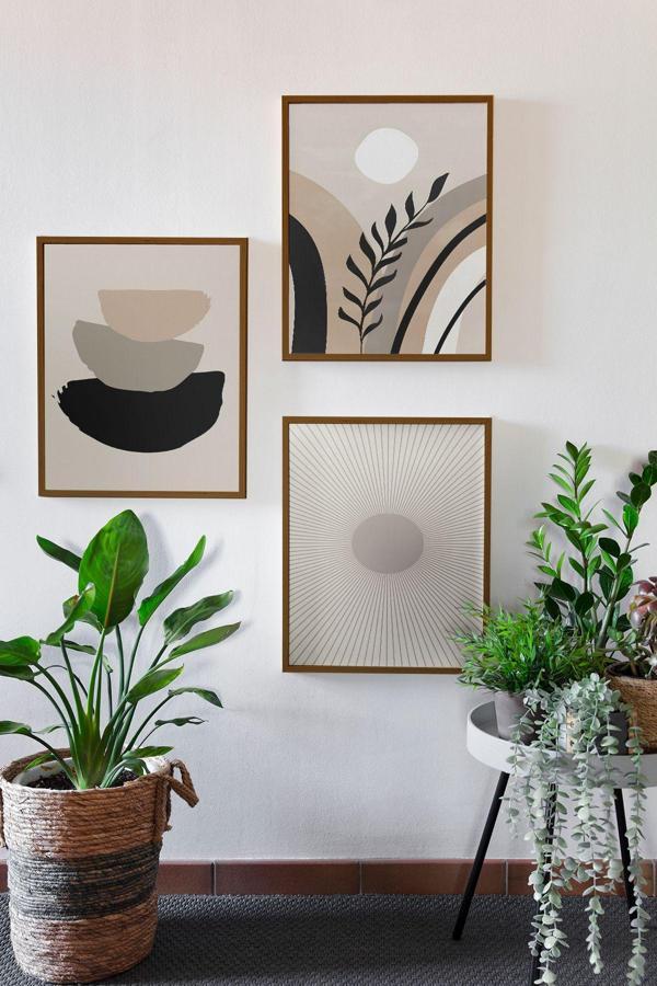 Artavessa 3 Parça Kahverengi Gerçek Ahşap Çerçeveli Tablo Seti - Model 14 - Image 1