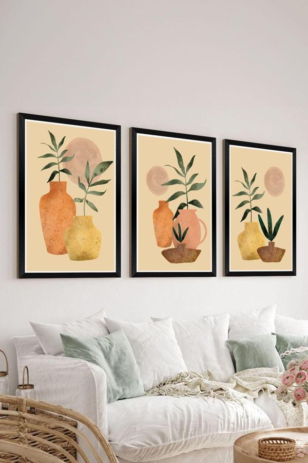 Artavessa 3 Parça Siyah Çerçeve Görünümlü Mdf Tablo Seti - Set 28 - Image 1