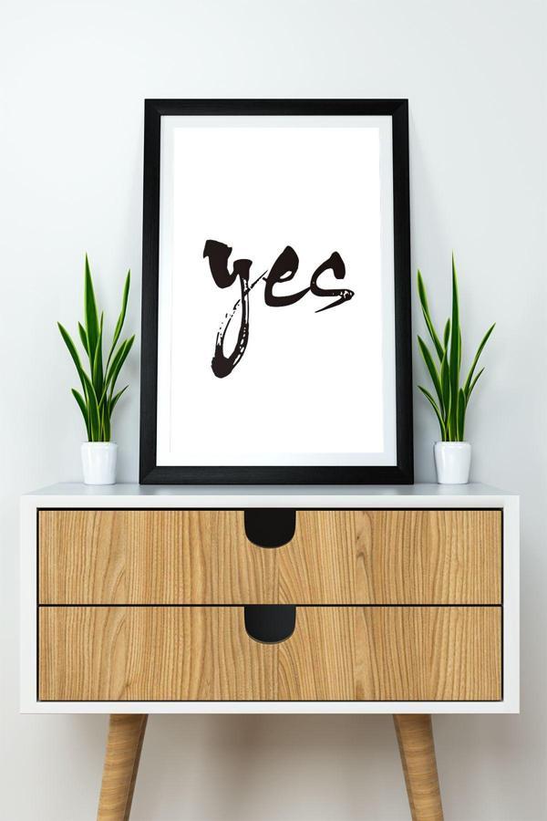 Artavessa Tek Parça Çerçeve Görünümlü Yazılı Mdf Tablo "Yes" - Image 1