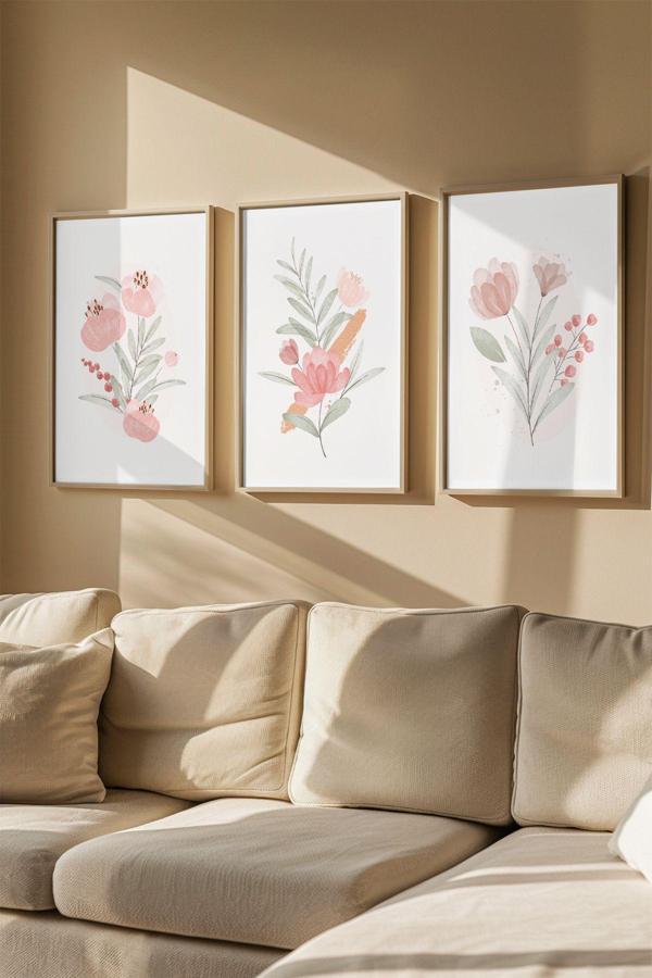 Artavessa Gerçek Ahşap Çerçeveli 3 Parça 3D Poster Tablo Seti - Image 1