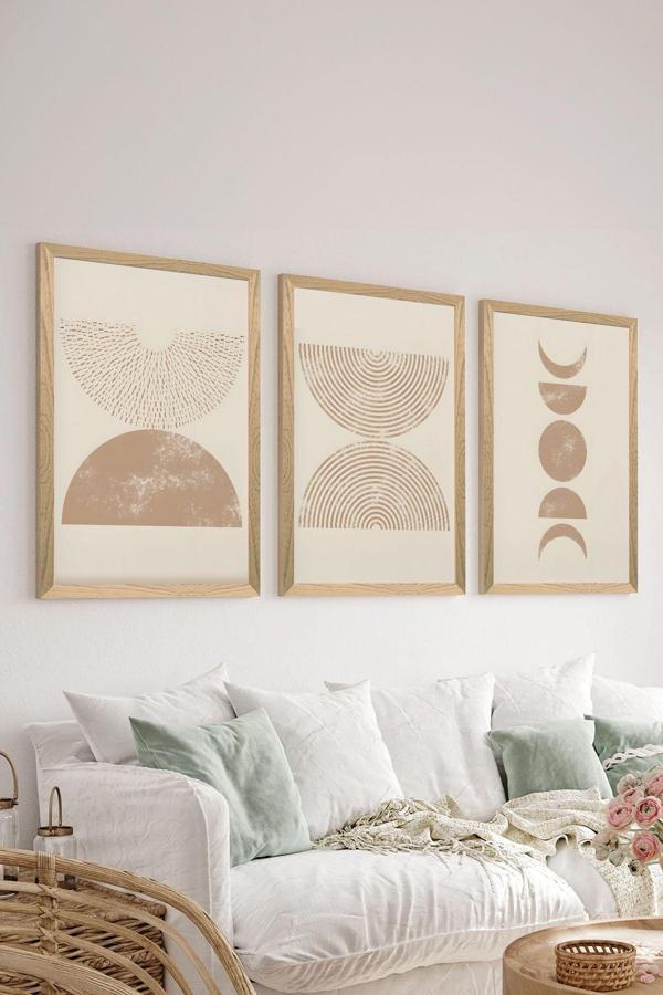 Artavessa 3 Parça Ahşap Çerçeve Görünümlü Mdf Poster Tablo Seti - Set 28 - Image 1