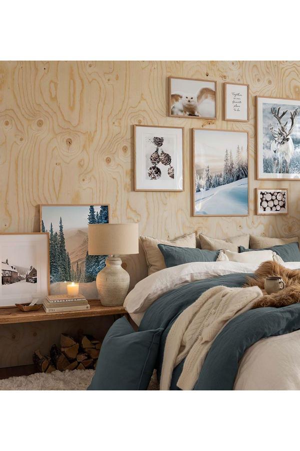 Artavessa 8 Parça Ahşap Çerçeve Görünümlü Mdf Tablo Seti - Image 1