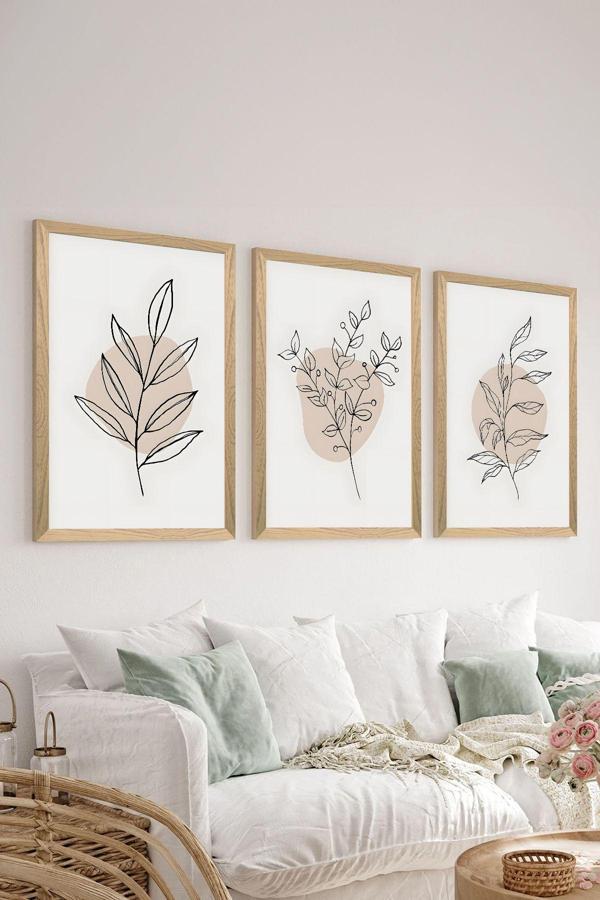 Artavessa 3 Parça Ahşap Çerçeve Görünümlü Mdf Poster Tablo Seti - Set 32 - Image 1