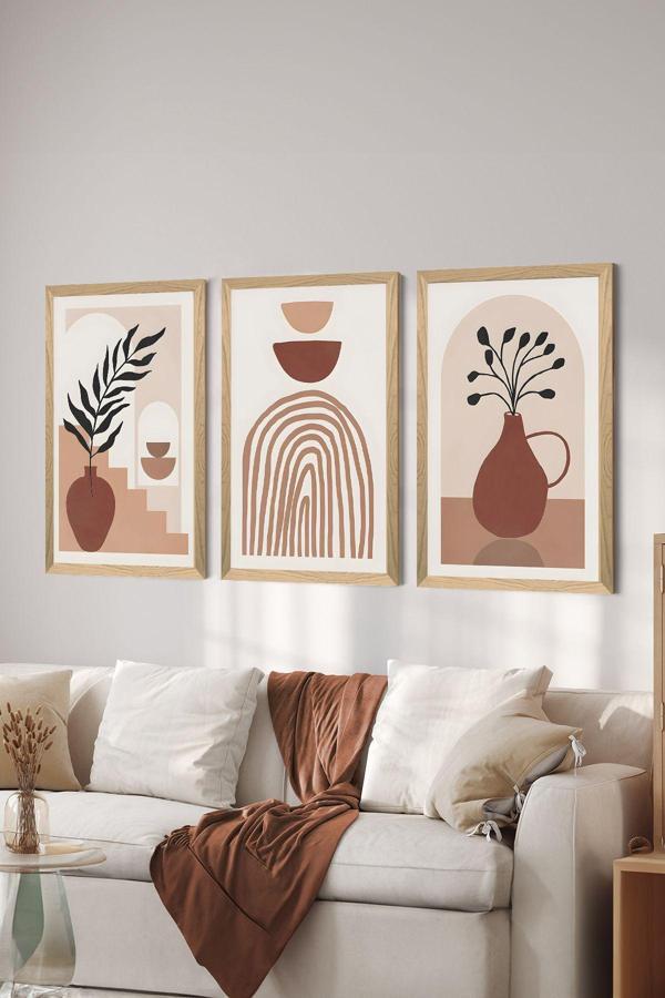 Artavessa 3 Parça Ahşap Çerçeve Görünümlü Mdf Poster Tablo Seti - Set 41 - Image 1