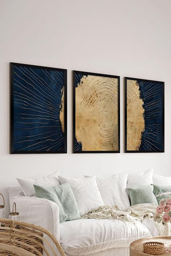 Artavessa 3 Parça Siyah Çerçeve Görünümlü Mdf Poster Tablo Seti - Set 16 - Image 1