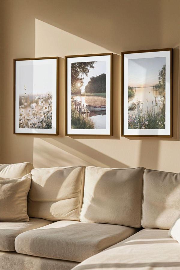 Artavessa 3 Parça Kahverengi Gerçek Ahşap Çerçeveli Tablo Seti - Model 8 - Image 1