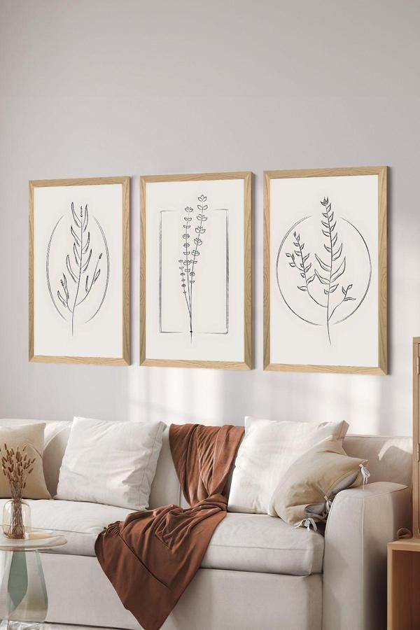 Artavessa 3 Parça Ahşap Çerçeve Görünümlü Mdf Poster Tablo Seti - Set 61 - Image 1