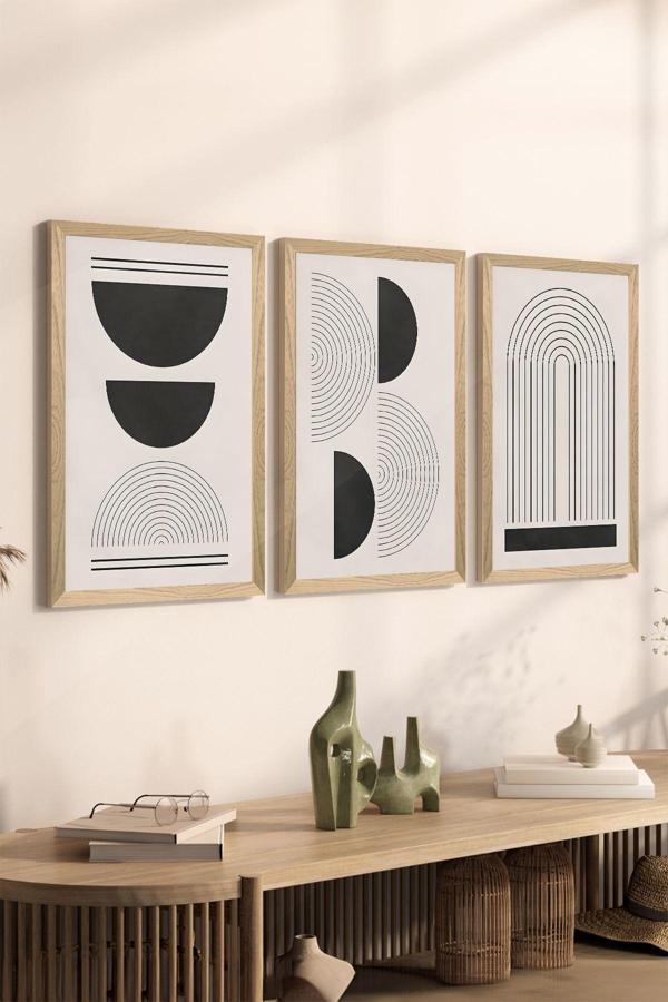 Artavessa 3 Parça Ahşap Çerçeve Görünümlü Mdf Poster Tablo Seti - Set 82 - Image 1