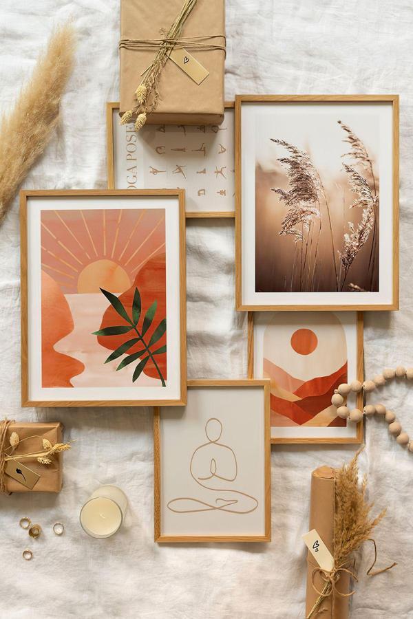 Artavessa 5 Parça Ahşap Çerçeve Görünümlü Mdf Tablo Seti - Image 1