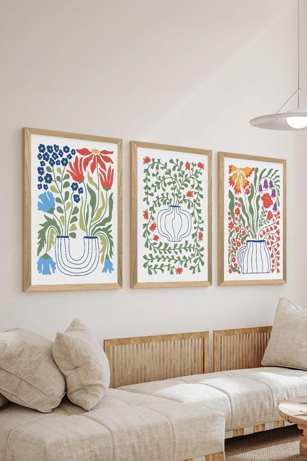 Artavessa 3 Parça Ahşap Çerçeve Görünümlü Mdf Tablo Seti - Ersycrvsz3Set15 - Image 1