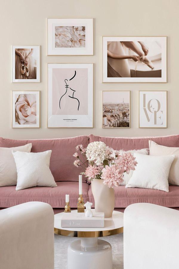 Artavessa 7 Parça Ahşap Çerçeve Görünümlü Mdf Tablo Seti - Image 1