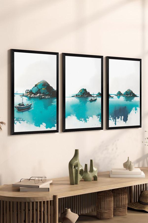 Artavessa 3 Parça Siyah Çerçeve Görünümlü Mdf Poster Tablo Seti - Set 18 - Image 1