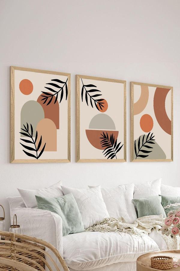 Artavessa 3 Parça Ahşap Çerçeve Görünümlü Mdf Tablo Seti - Ersycrvsz3Set26 - Image 1