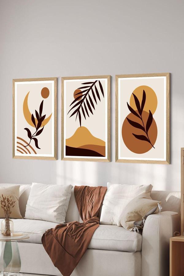 Artavessa 3 Parça Ahşap Çerçeve Görünümlü Mdf Poster Tablo Seti - Set 104 - Image 1