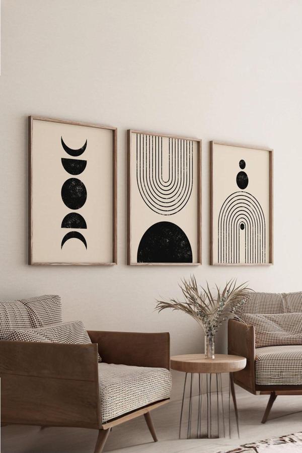 Artavessa Gerçek Ahşap Çerçeveli 3 Parça 3D Poster Tablo Seti - Image 1