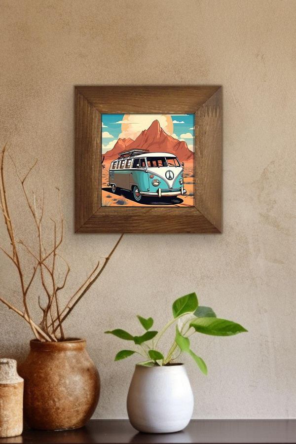 Artavessa Masif Ahşap Çerçeveli Taş Tablo Pano 15,5 X 15,5 Cm - Image 1