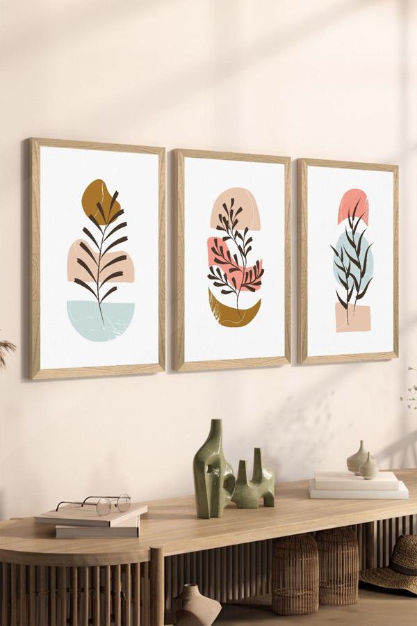 Artavessa 3 Parça Ahşap Çerçeve Görünümlü Mdf Poster Tablo Seti - Set 109 - Image 1