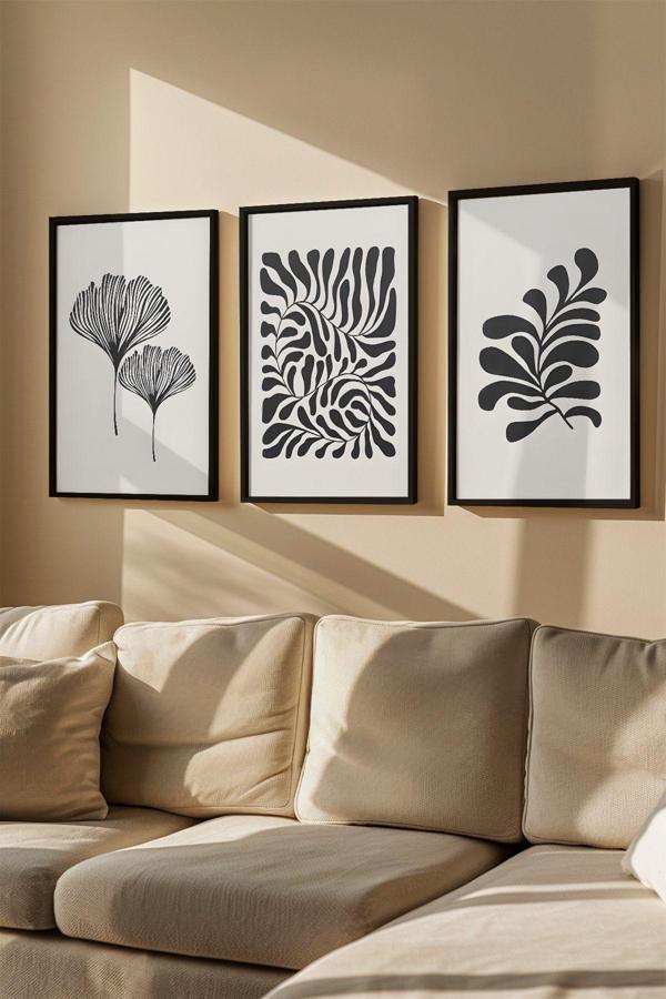 Artavessa 3 Parça Gerçek Ahşap Renkli Çerçeveli Tablo Seti - Model 31 - Image 1