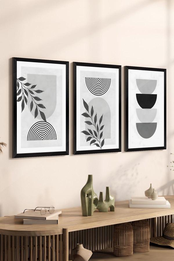 Artavessa 3 Parça Siyah Çerçeve Görünümlü Mdf Poster Tablo Seti - Set 34 - Image 1