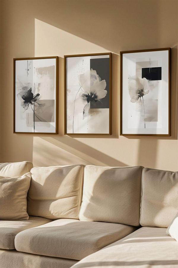 Artavessa 3 Parça Gerçek Ahşap Renkli Çerçeveli Tablo Seti - Model 40 - Image 1
